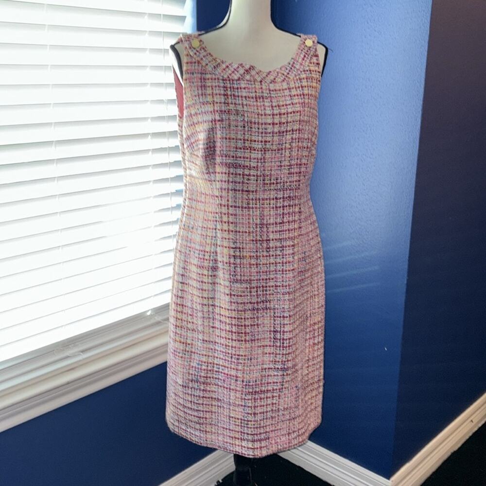 Talbots Ribbon Tweed Shift Dress | Sleeveless | Jewel Neck | Size Approx. M